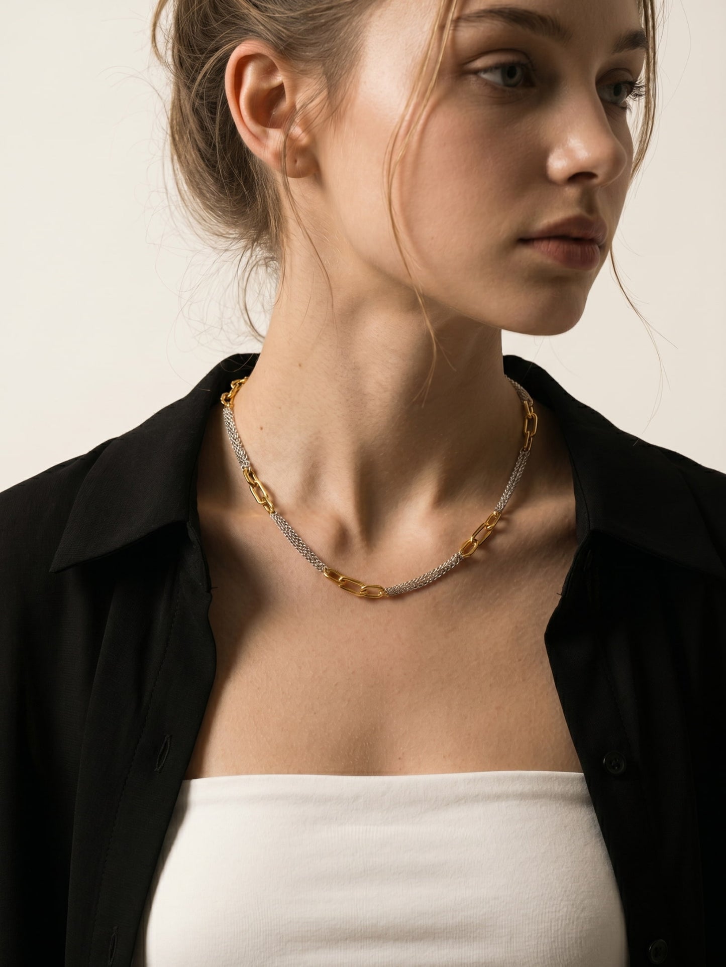 Vesper Two-Tone Mixed Chain Necklace