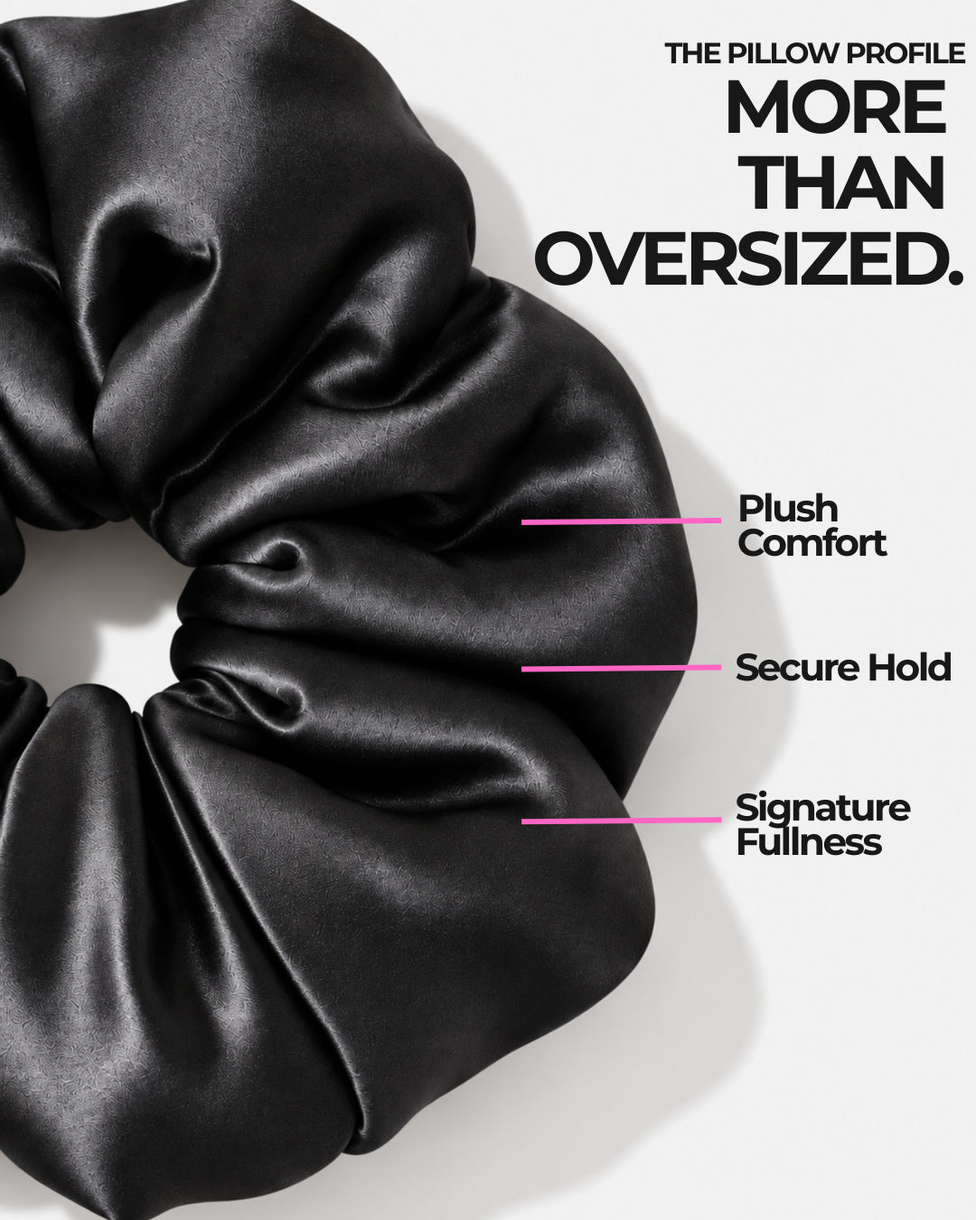 Close view of the Form Pillow Scrunchie silk and profile