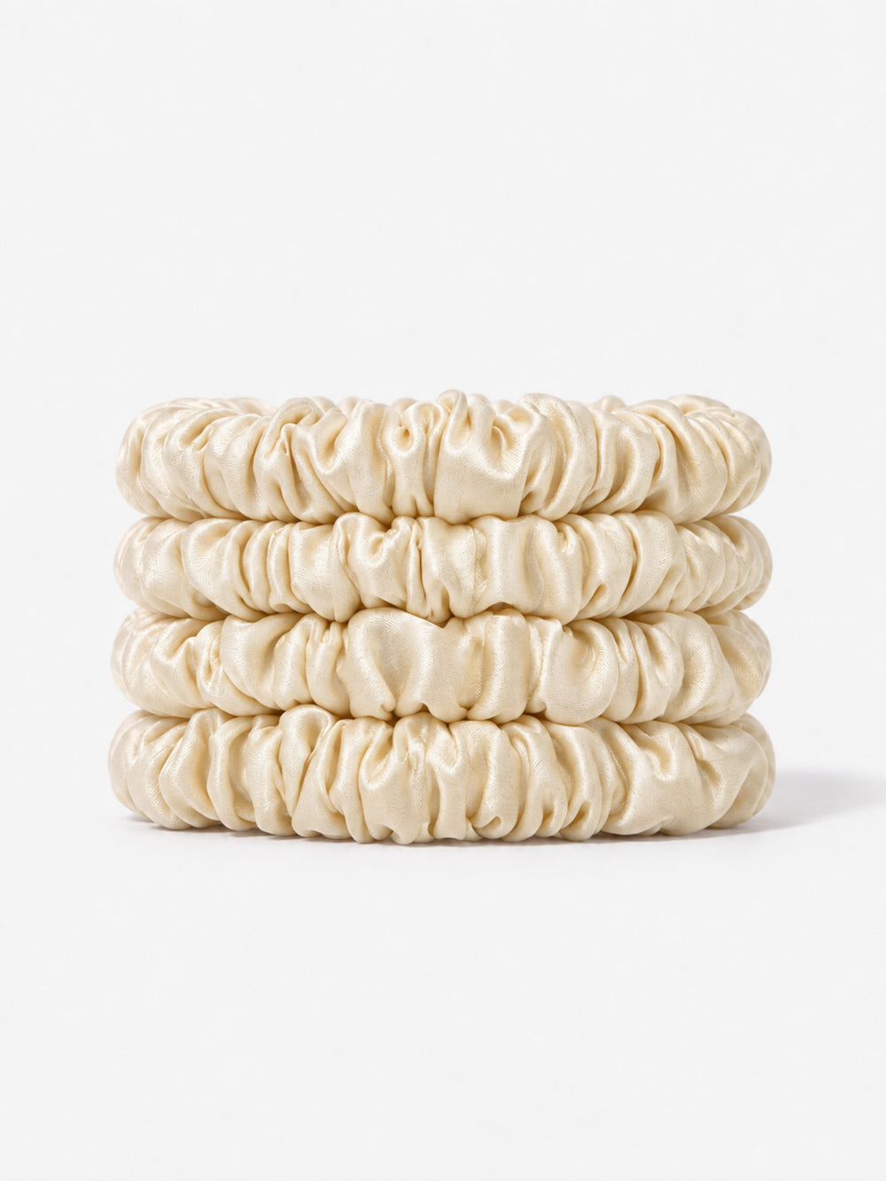 Champagne Cream Form Silk Skinny Scrunchies 4-pack