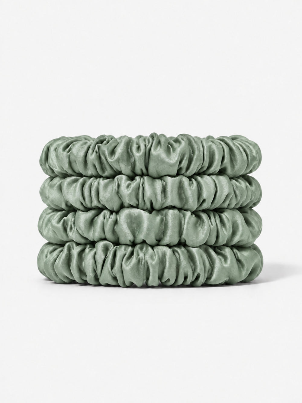 Sage Green Form Silk Skinny Scrunchies 4-pack