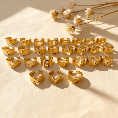 Chunky Gold Initial Ring