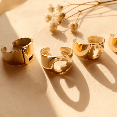 Chunky Gold Initial Ring