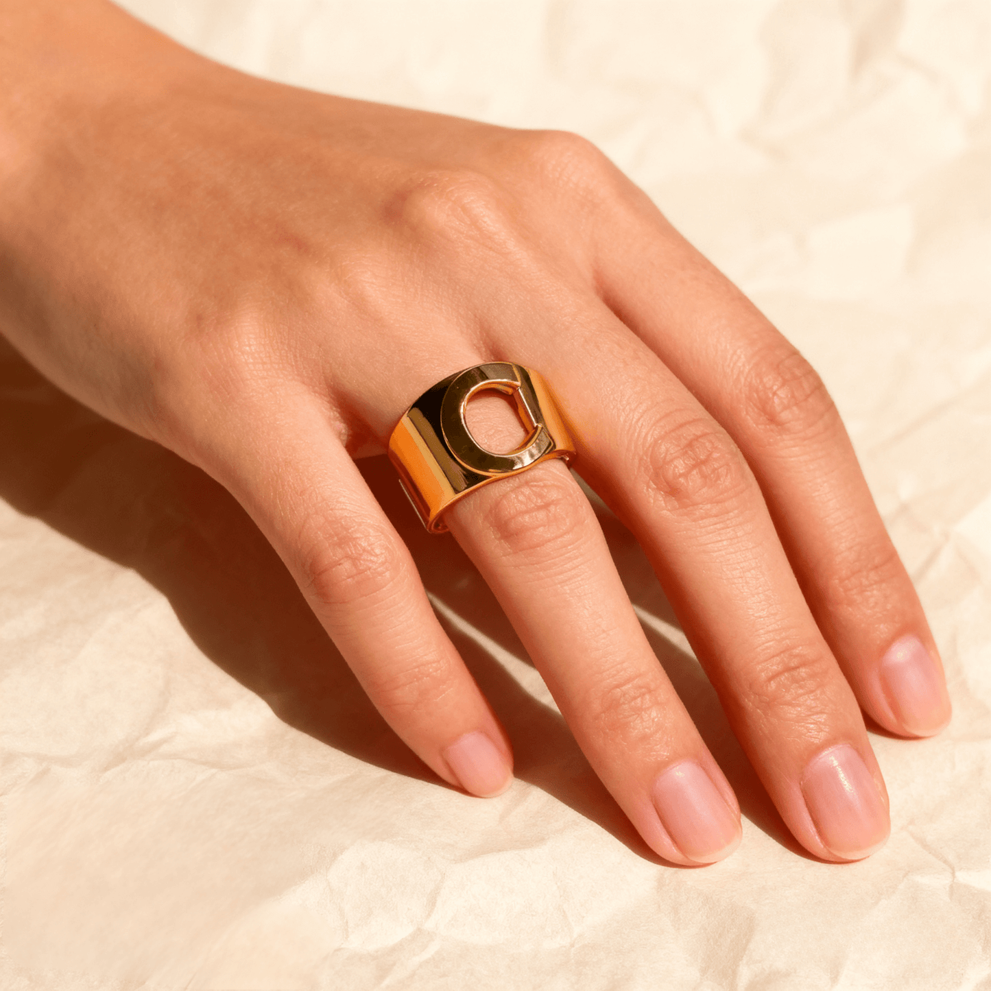Chunky Gold Initial Ring | Bold Letter Ring