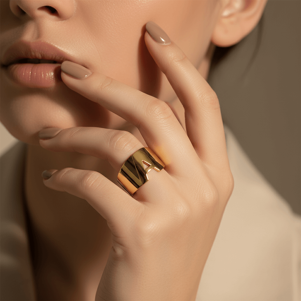 Chunky Gold Initial Ring | Bold Letter Ring
