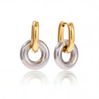 Mixed metal two-tone gold and silver twist knot earrings modern design.