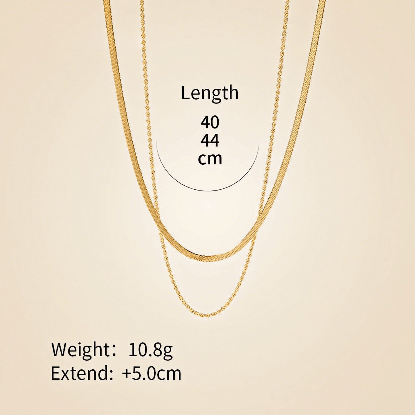 classic layered chain necklace, 18K gold plated chain, layered gold necklace, gift necklace for her, lightweight layered jewelry
