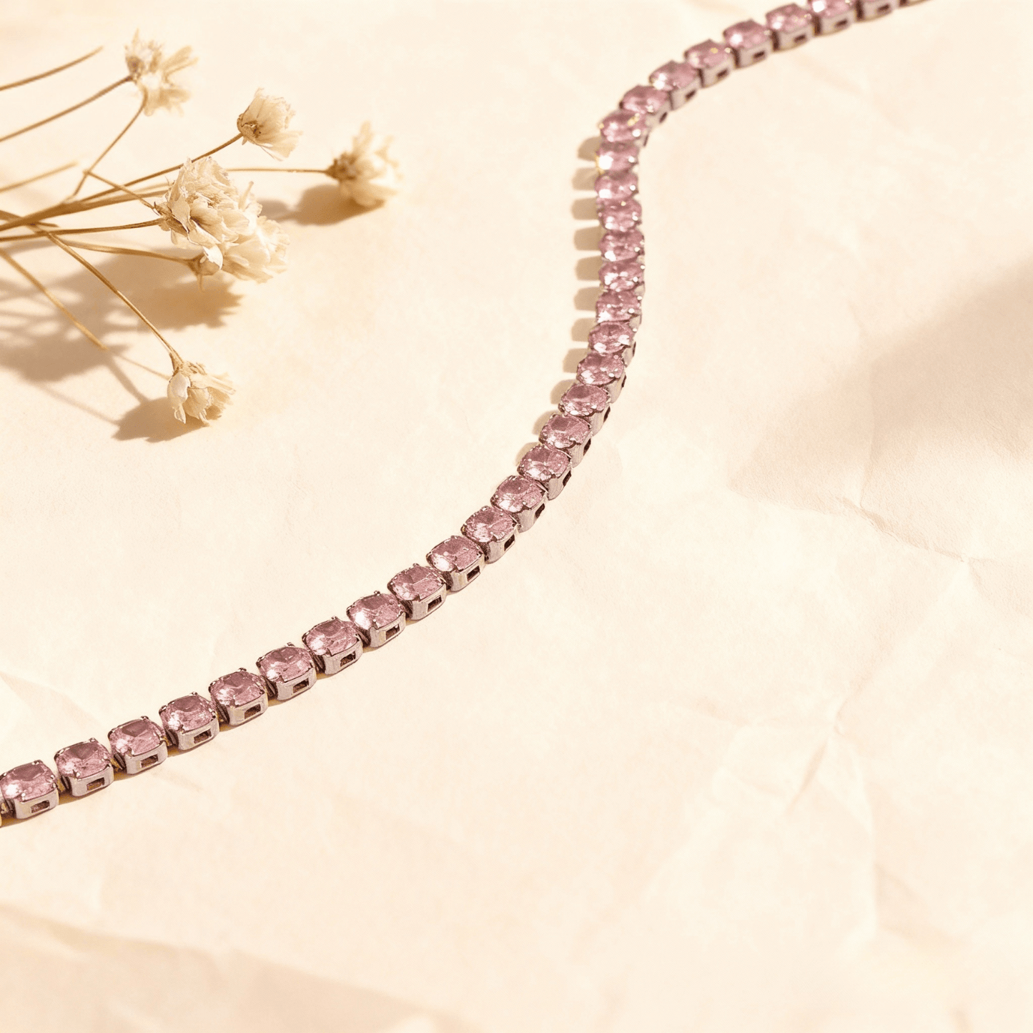 Cotton Candy Pink Tennis Bracelet | Silver Crystal Bracelet
