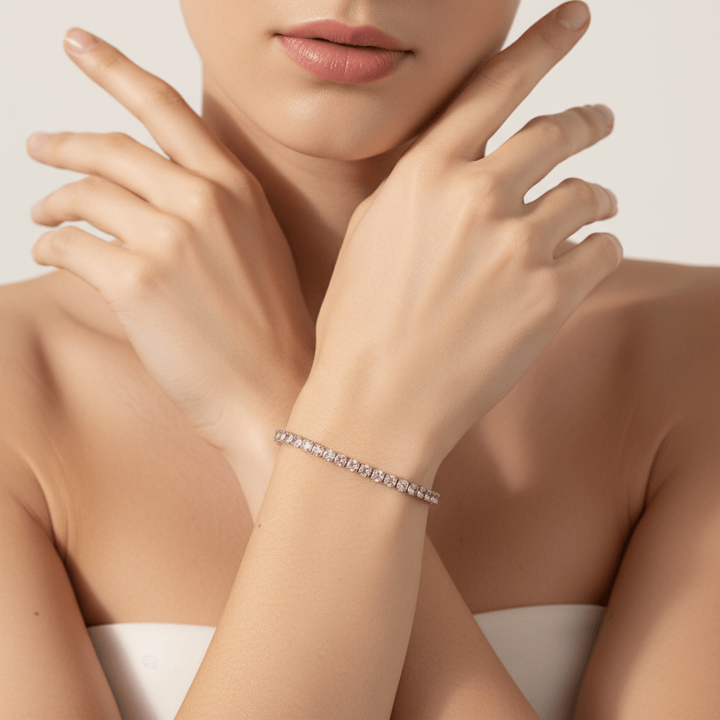 Cotton Candy Pink Tennis Bracelet | Silver Crystal Bracelet