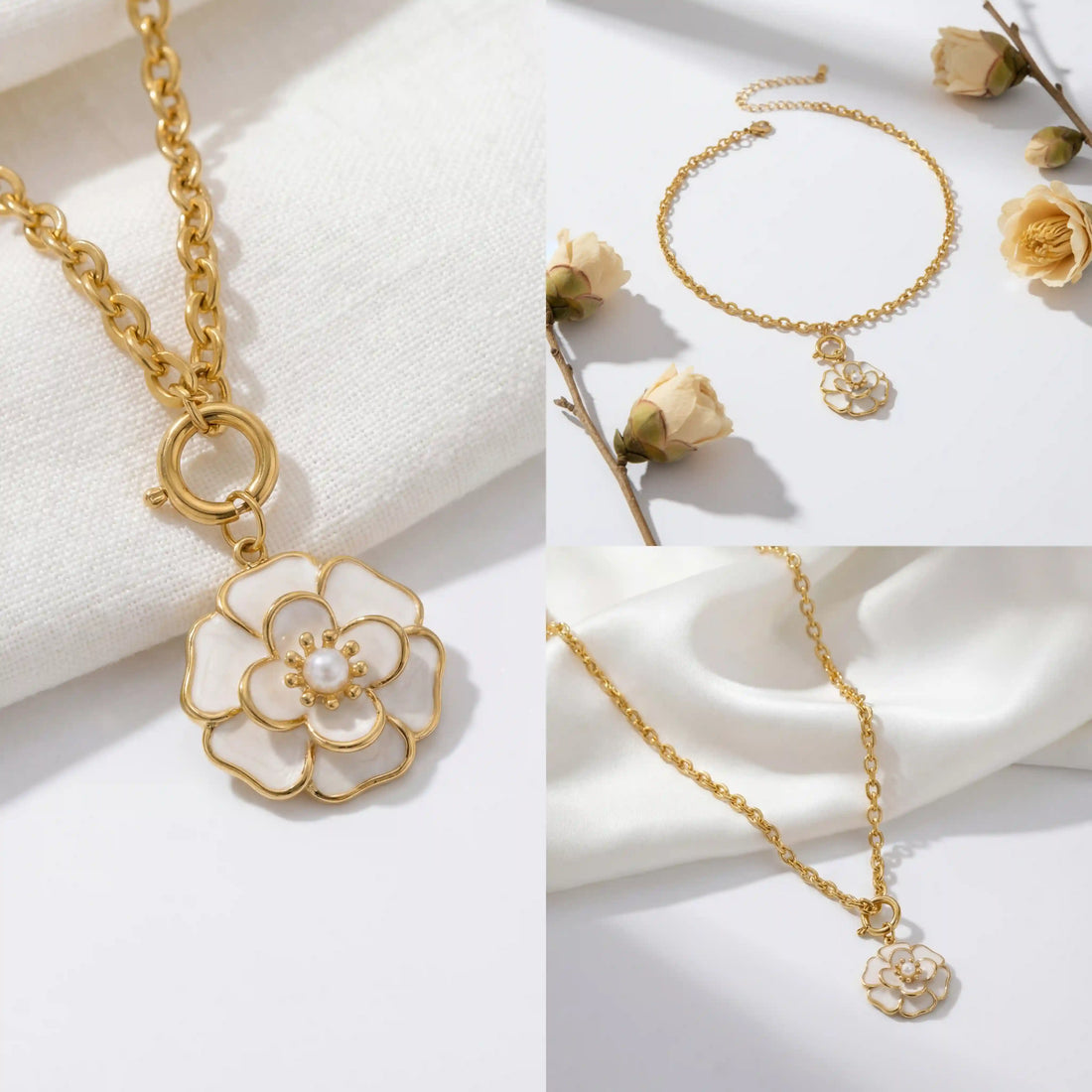 Fleur White Camellia Necklace