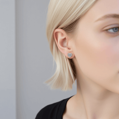 heart moissanite earrings, gleaming heart studs, heart shaped earrings, moissanite heart studs, romantic jewelry gift