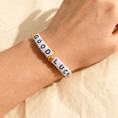 Gold Beaded Letter Bracelet | Good Luck or Love Charm Bracelet