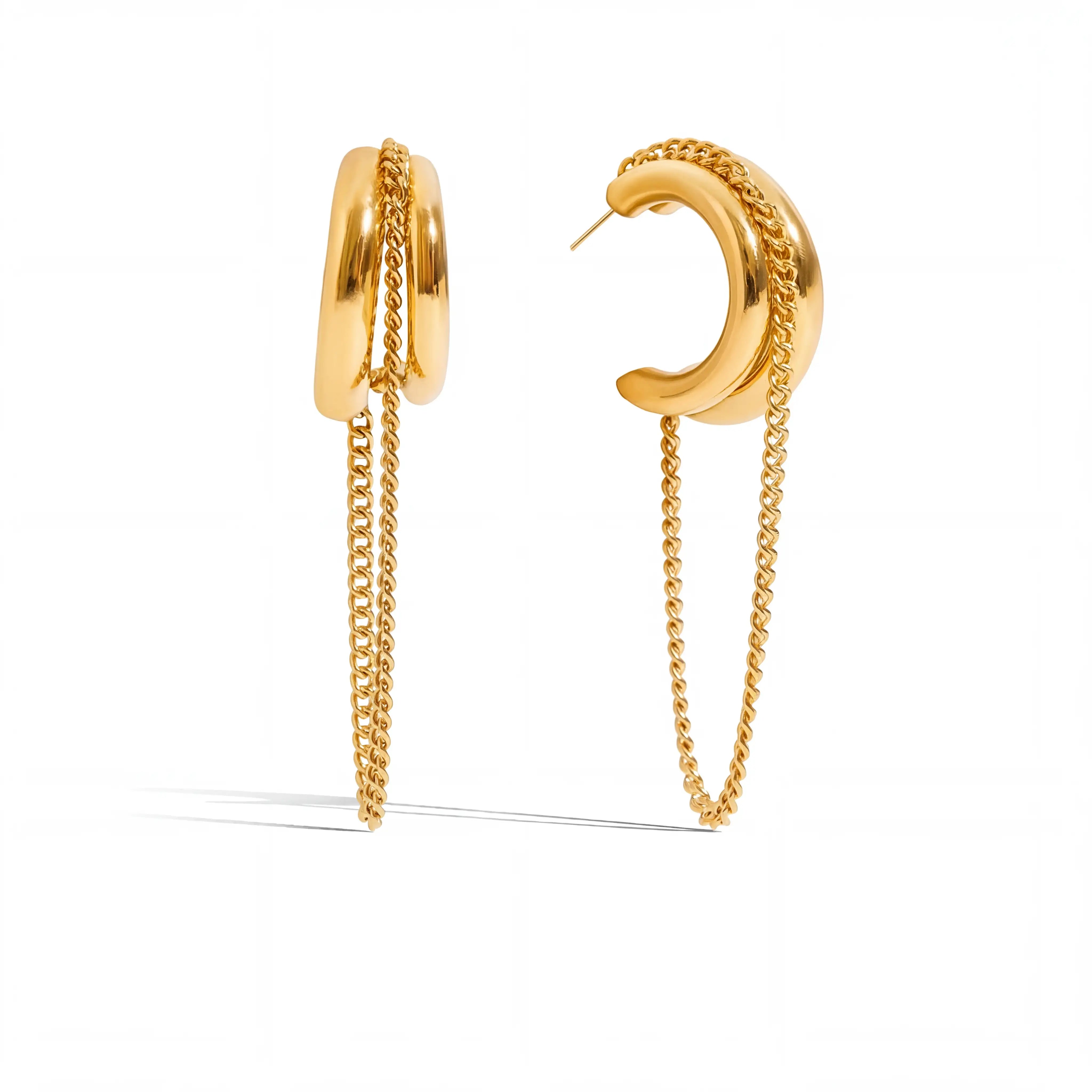 Luxe Chain Draped C-Hoops Secondary image