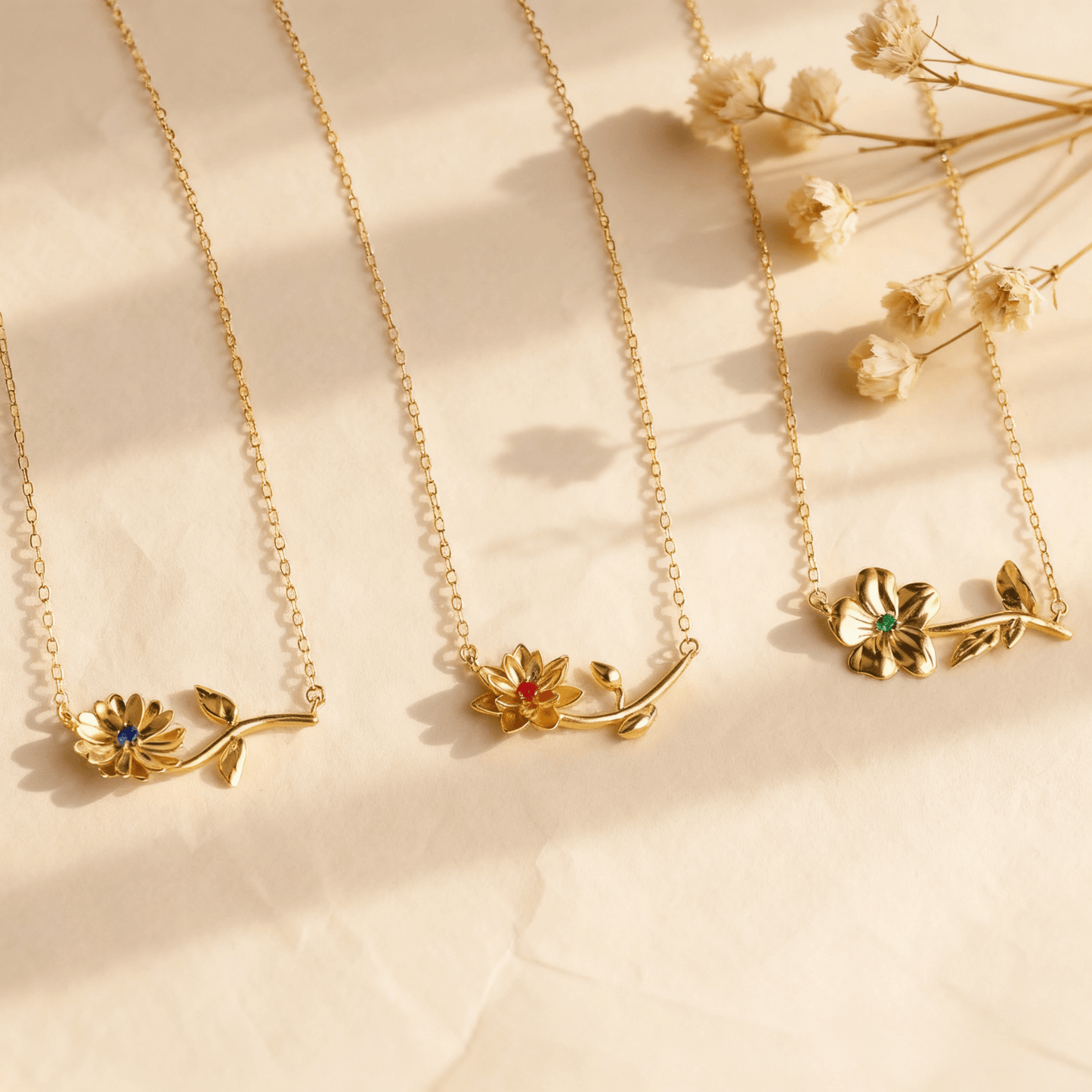 Birthstone Floral Necklace | Floral Bouquet Birthstone Jewelry