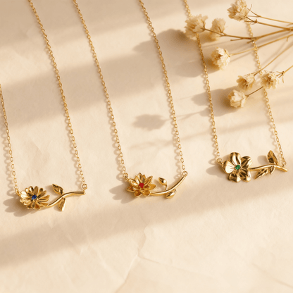Birthstone Floral Necklace | Floral Bouquet Birthstone Jewelry