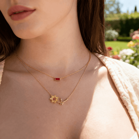 Birthstone Flower Necklace