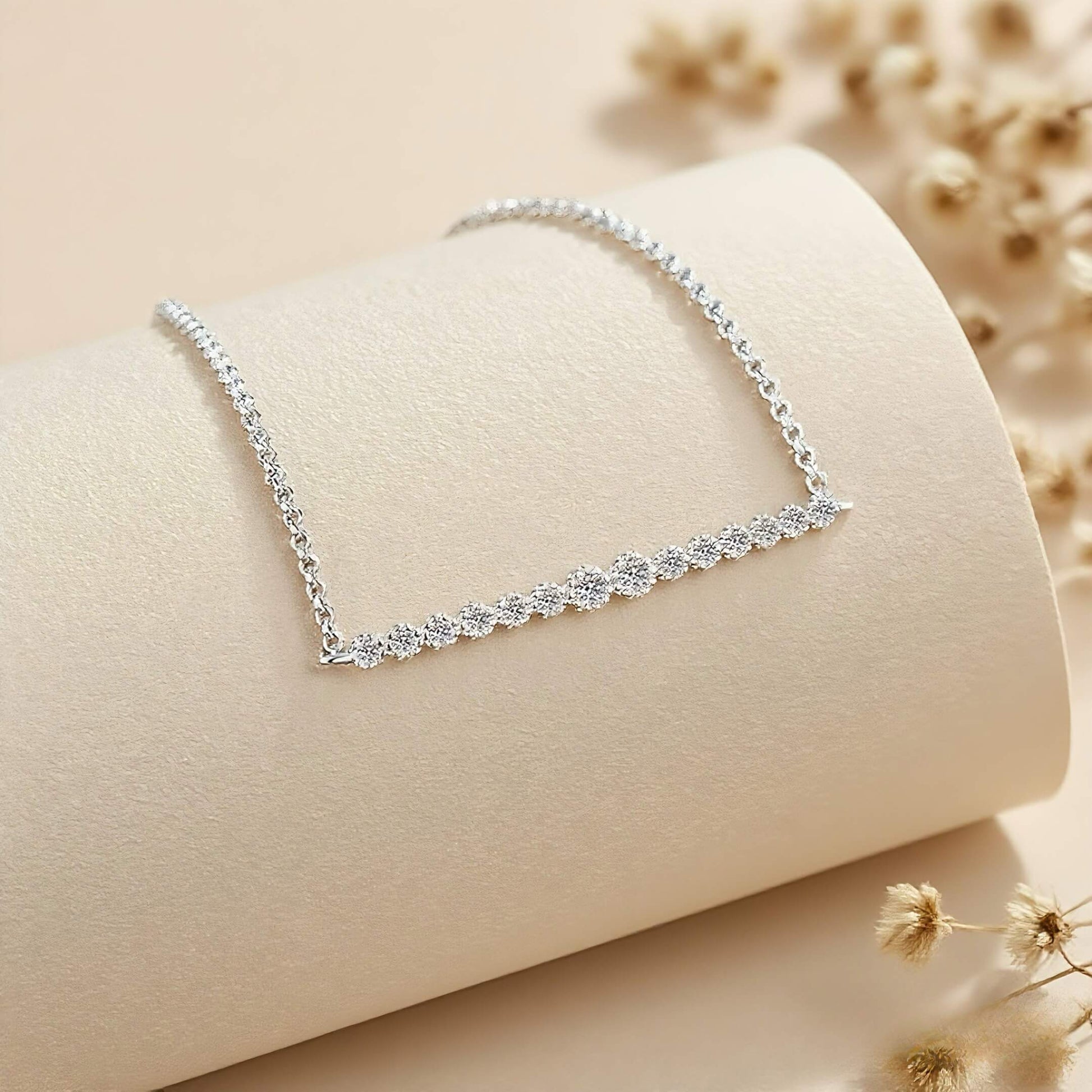 Sunrise Spark Moissanite Bracelet — 0.24 CT sterling silver bracelet shown close-up, radiant and elegant.