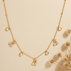 Golden Dew Necklace — 18K gold plated dew-drop style pendant on 40 cm chain with extender, romantic everyday accessory.