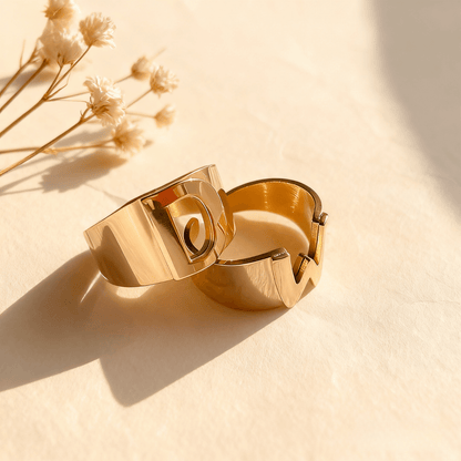Chunky Gold Initial Ring | Bold Letter Ring