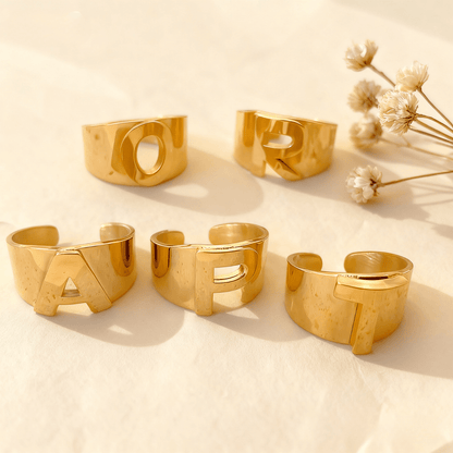 Chunky Gold Initial Ring | Bold Letter Ring