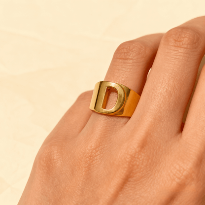 Chunky Gold Initial Ring | Bold Letter Ring