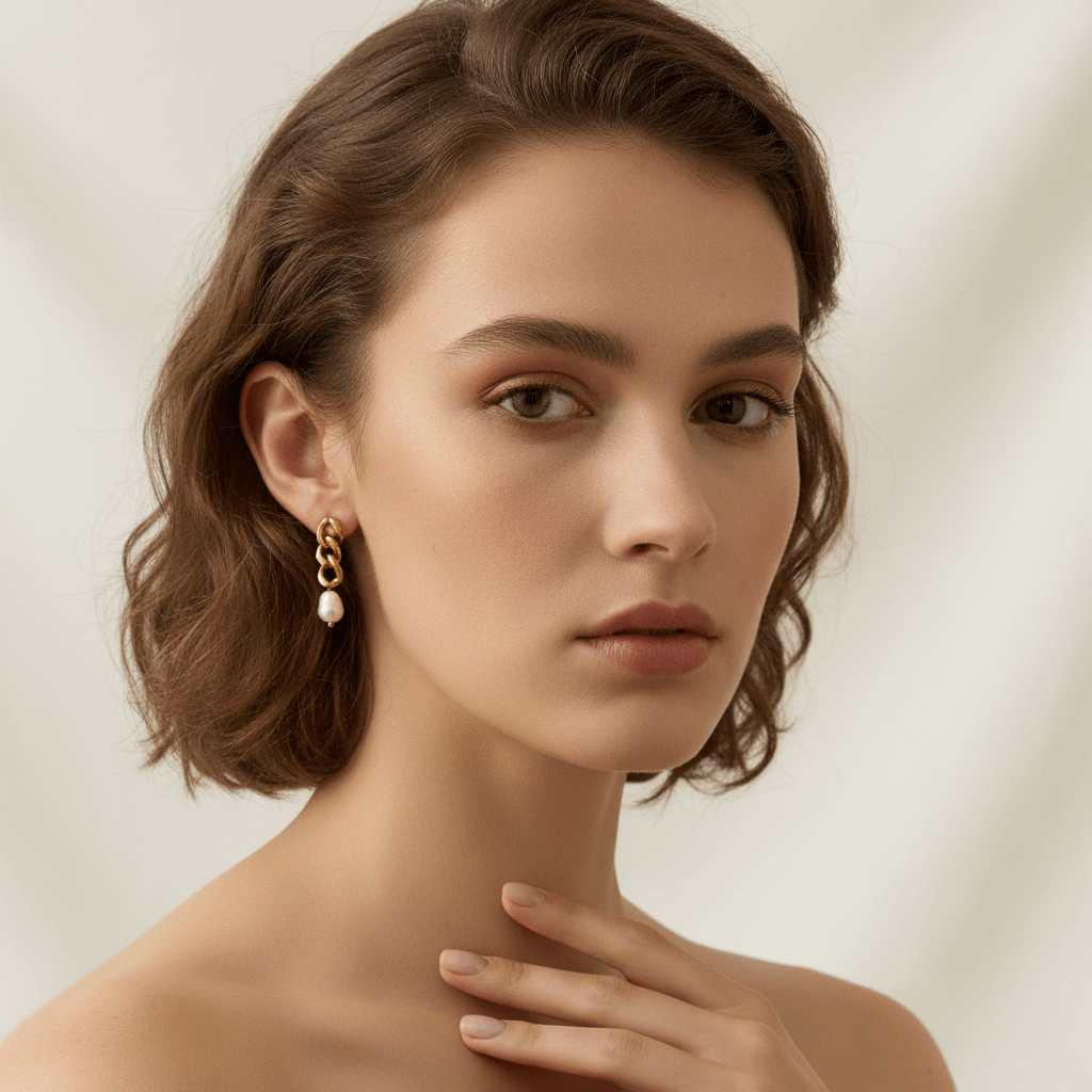 Odette | Baroque Pearl Chain Link Earrings